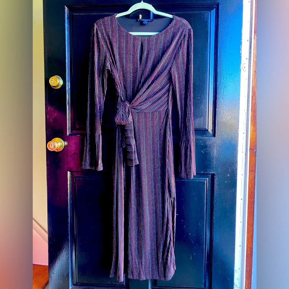 French Connection Slinky High Slit Tie Waist Dress